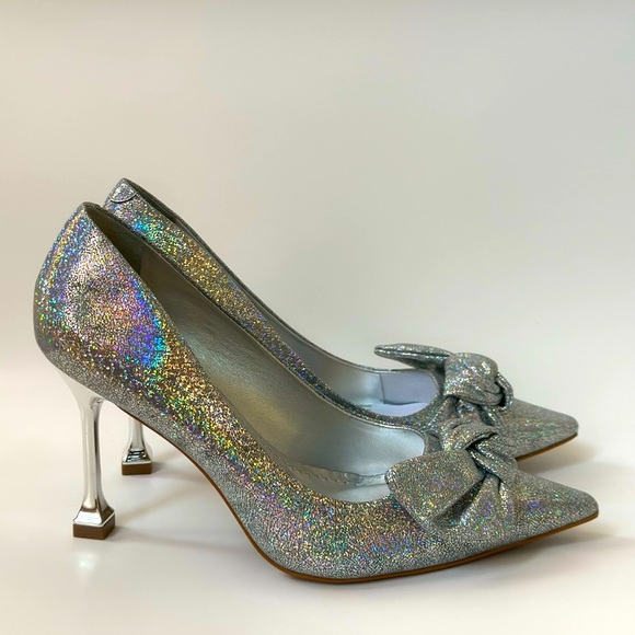 Prom Brazil Made Silver Sparkle Leather Shoes Pumps - Picture 2 of 7